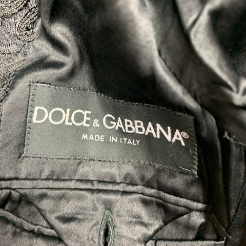 DOLCE & GABBANA Size 34 Black Guipure Viscose Blend Sport Coat