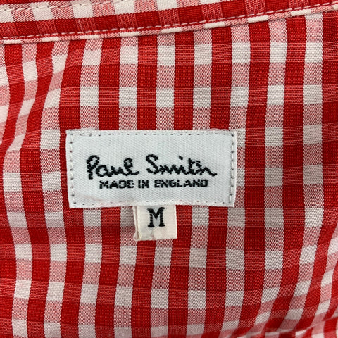 PAUL SMITH Size M Red White Checkered Cotton Button Down Short Sleeve Shirt