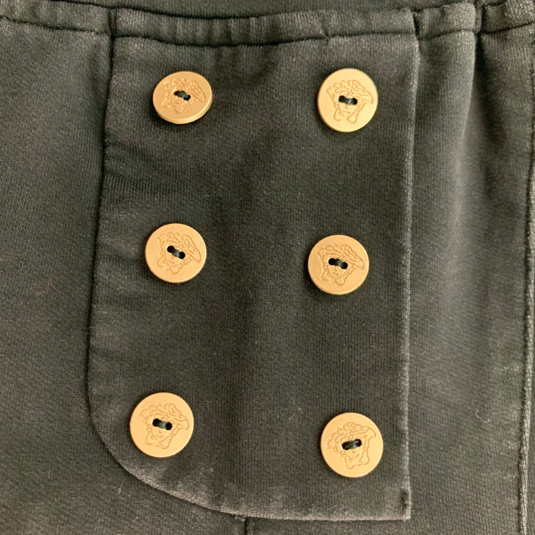 VERSACE Size L Black Cotton Spandex Drawstring Shorts