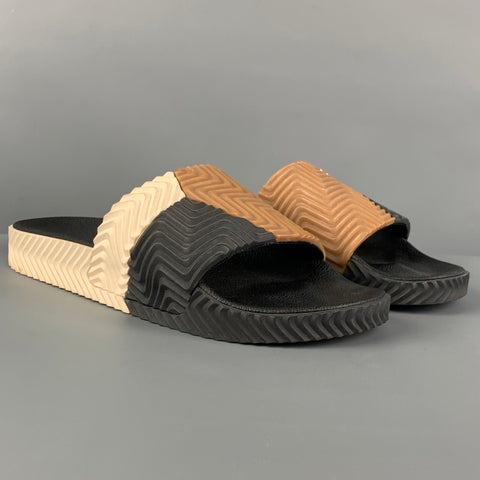 ALEXANDER WANG Size 10 Black Brown Color Block Rubber Sandals