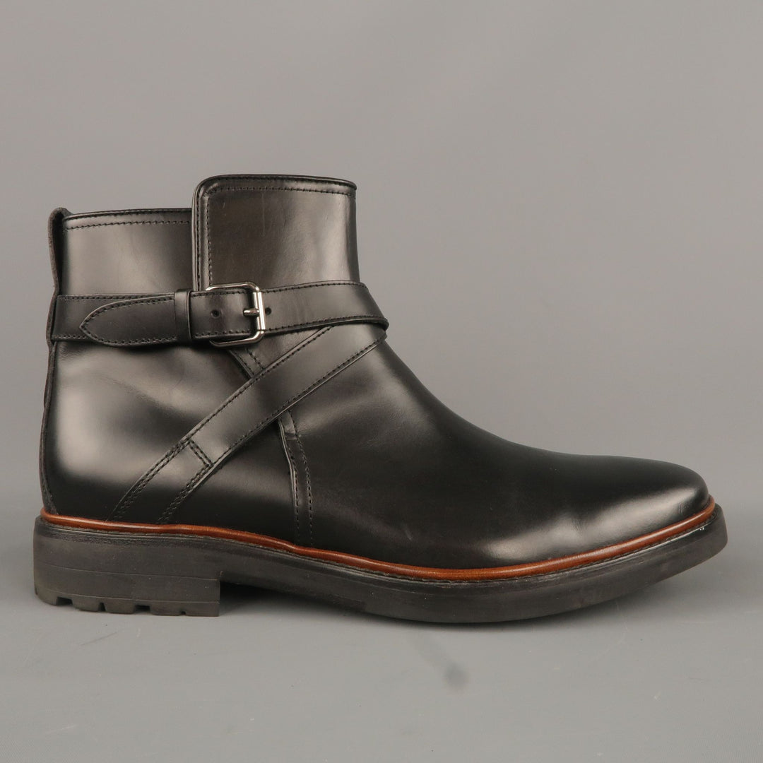 COACH Size 11 Black Leather Wrap Strap Ankle Boots