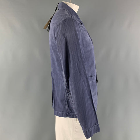 BURBERRY Size 44 Blue Wash Cotton Linen Worker Jacket