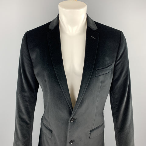 DOLCE & GABBANA Size 40 Black Cotton Notch Lapel Sport Coat