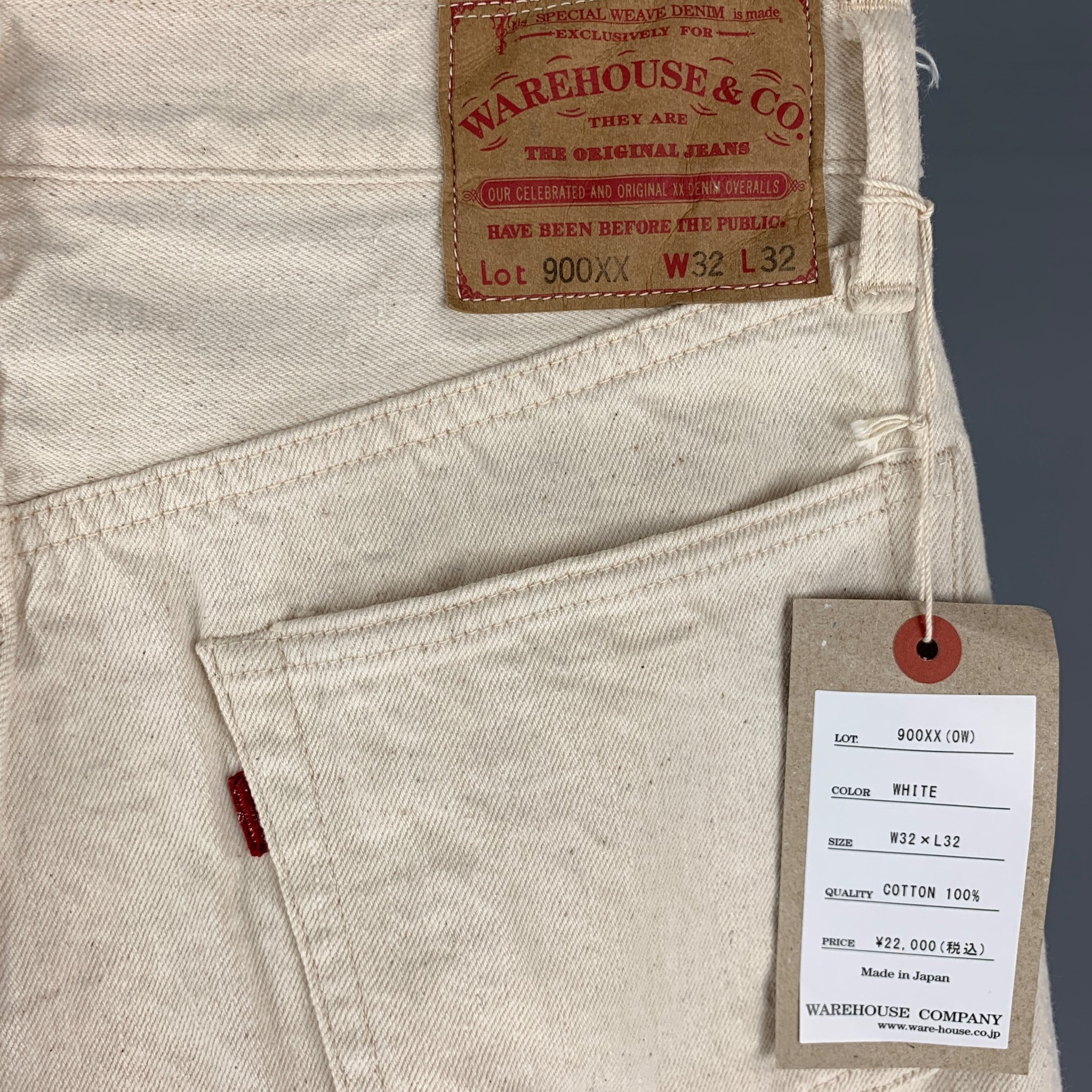 WAREHOUSE Size 32 Cream Cotton Jeans