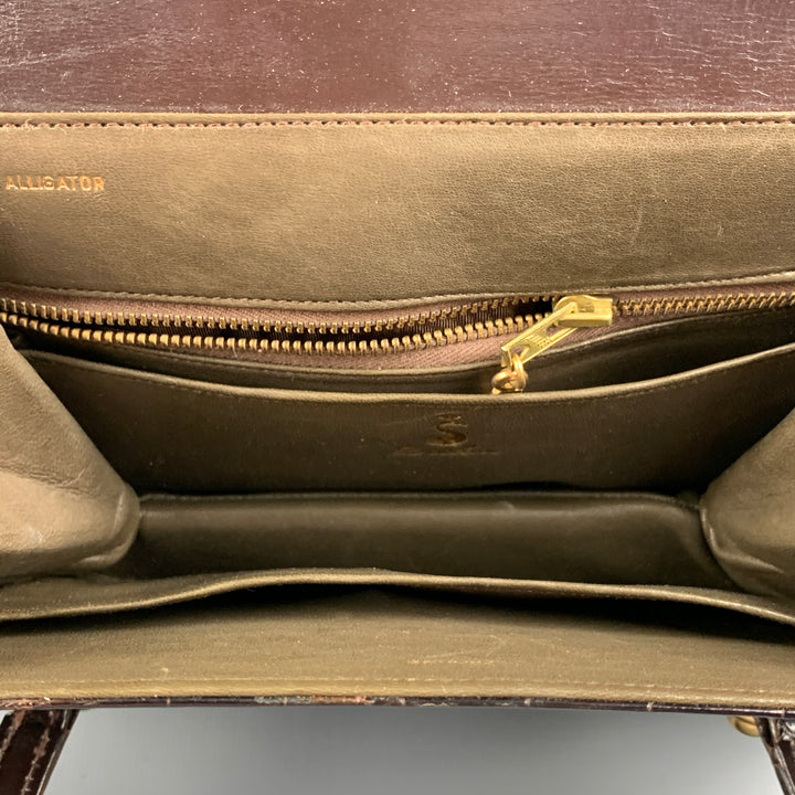 Vintage SACHA bolso de cuero de cocodrilo texturizado marrón