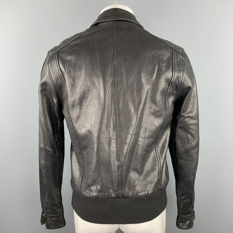 BLK DNM Taille M Veste zippée asymétrique en cuir noir
