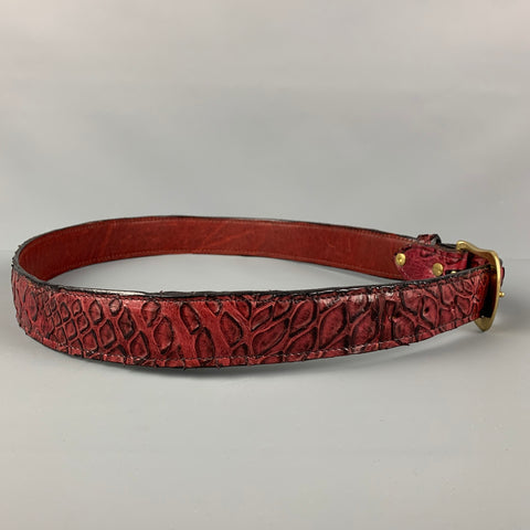 VINTAGE Taille M Bourgogne Alligator Ceinture à boucle en laiton