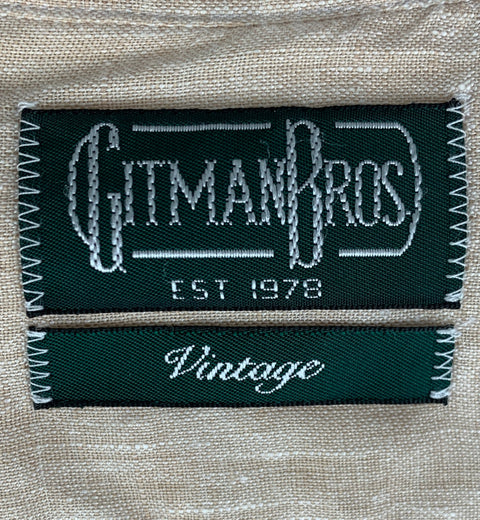 GITMAN BROS Size M Beige Linen Long placket Long Sleeve Shirt