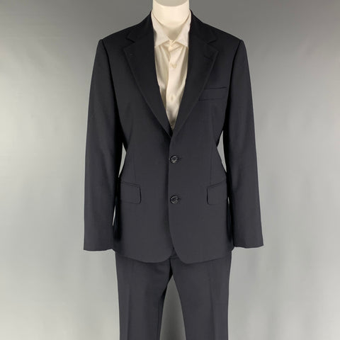 BROOKS BROTHERS Size 37  Black Wool  Lycra Single Breasted 28 Suit