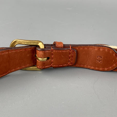 SMATHERS & BRANSON Size 40 Beige & Navy Embroidered Belt