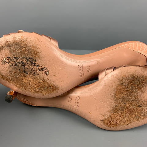 GUCCI by Tom Ford Size 6 Rose Silk Mules Sandals