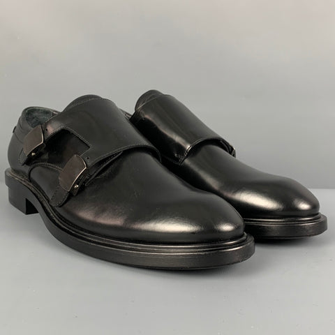 CALVIN KLEIN COLLECTION Size 9 Black Leather Double Monk Strap Loafers