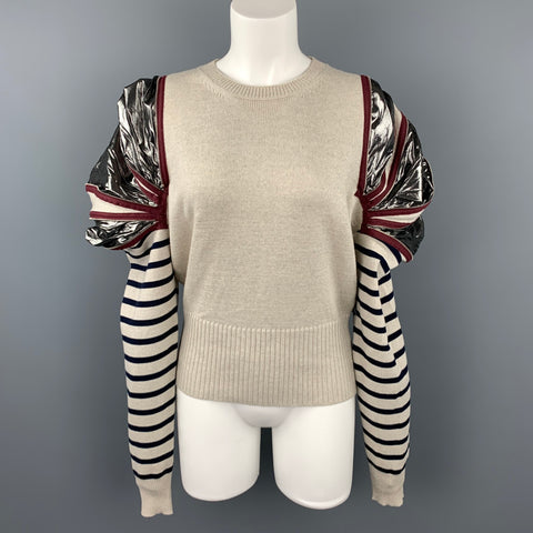 JEAN PAUL GAULTIER Talla M Suéter de hombro con cremallera de lana virgen beige