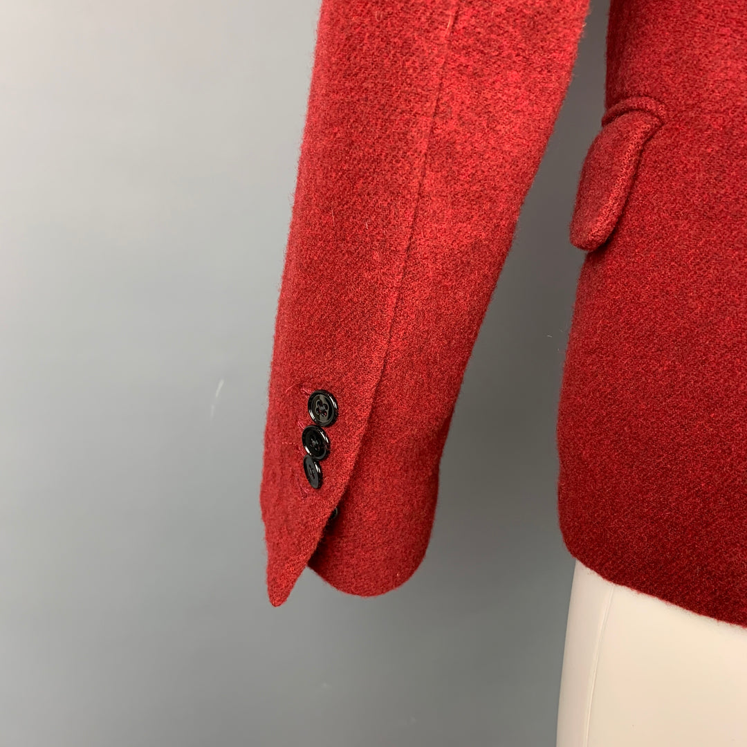 DOLCE & GABBANA Size 38 Red Tweed Wool Notch Lapel Sport Coat