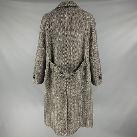 DOLCE & GABBANA Size 42 Black White Herringbone Wool Blend Coat