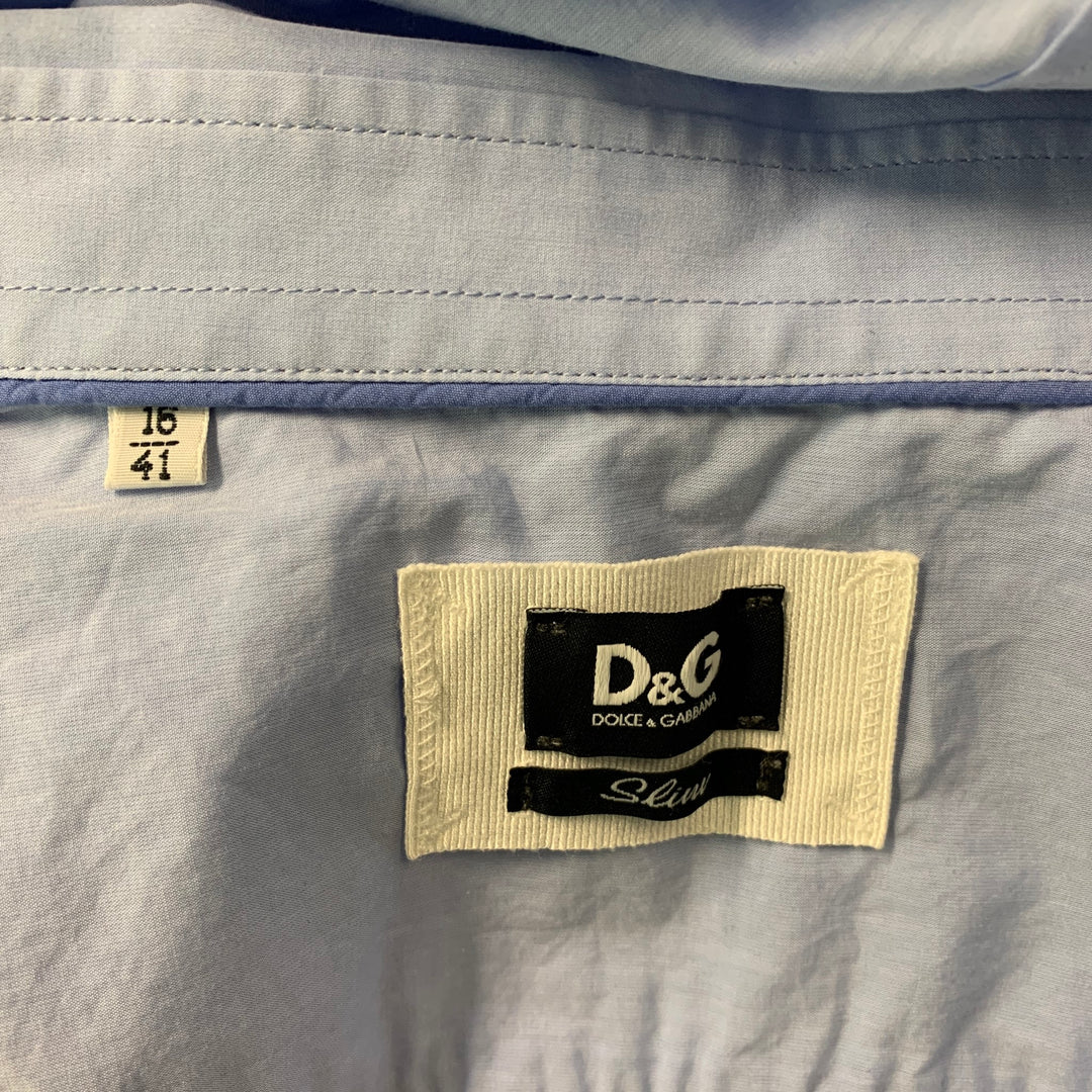 D&G by DOLCE & GABBANA Size M Light Blue Cotton Blend Long Sleeve Shirt