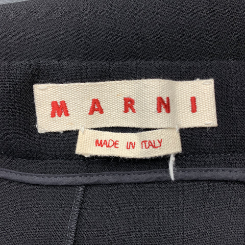 MARNI Size M Black Wool A Line Slit Skirt