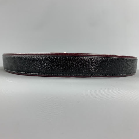 DUNHILL Two Tone Size 34 Black Leather Reversible Belt