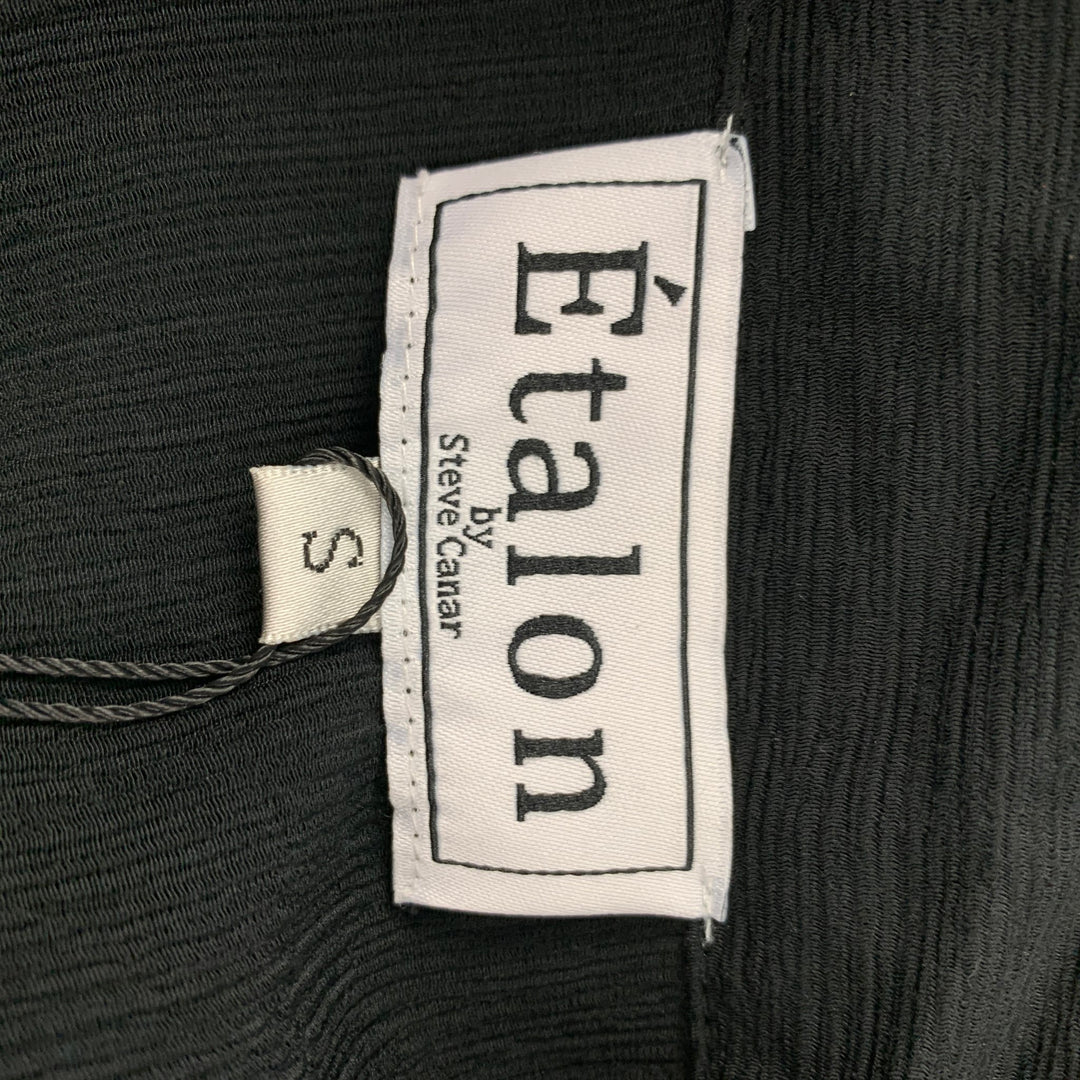 E'TALON by STEVE CANAR Size S Black Rayon Nylon Short Sleeve Shirt