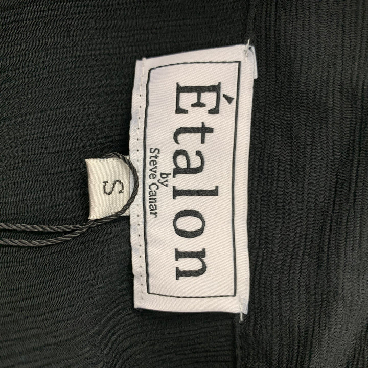 E'TALON by STEVE CANAR Size S Black Rayon Nylon Short Sleeve Shirt
