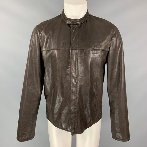 JOHN VARVATOS Size 40 Brown Leather Motorcycle Jacket