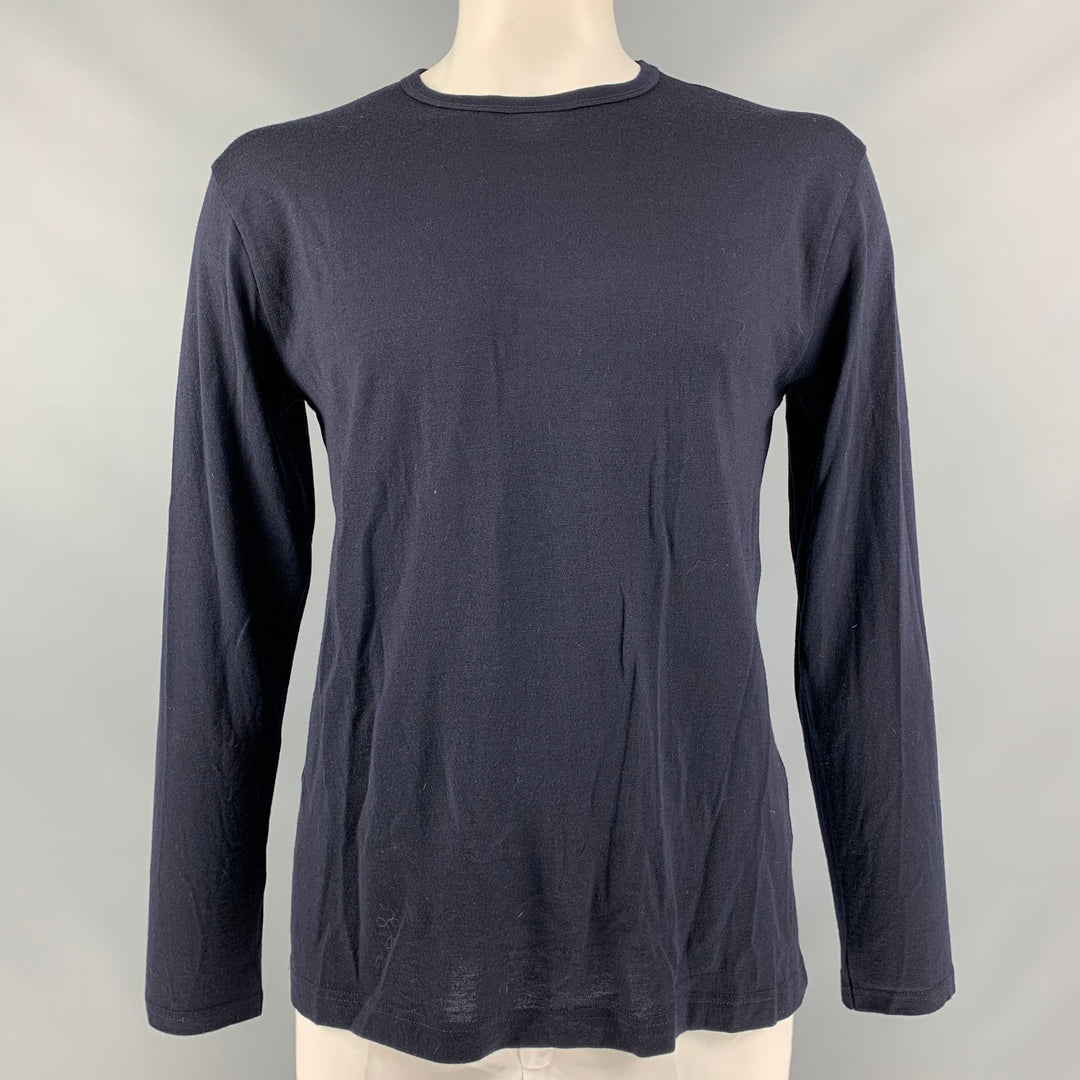 SUNSPEL Size L Navy Knitted Wool Crew-Neck Pullover