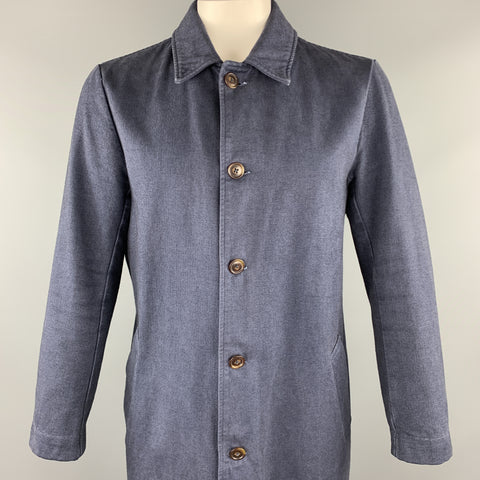 S.K.U. Size L Navy Solid Cotton Buttoned Coat
