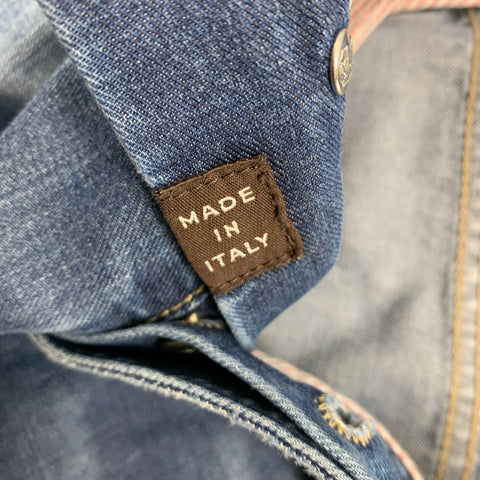 BRUNELLO CUCINELLI Size 34 Blue Washed Cotton Button Fly Jeans