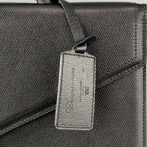 LANCEL Black Textured Leather Envelope Briefcase