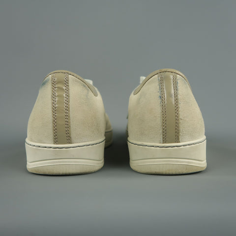 LANVIN Size 13 Ivory Solid Suede Lace Up Sneakers