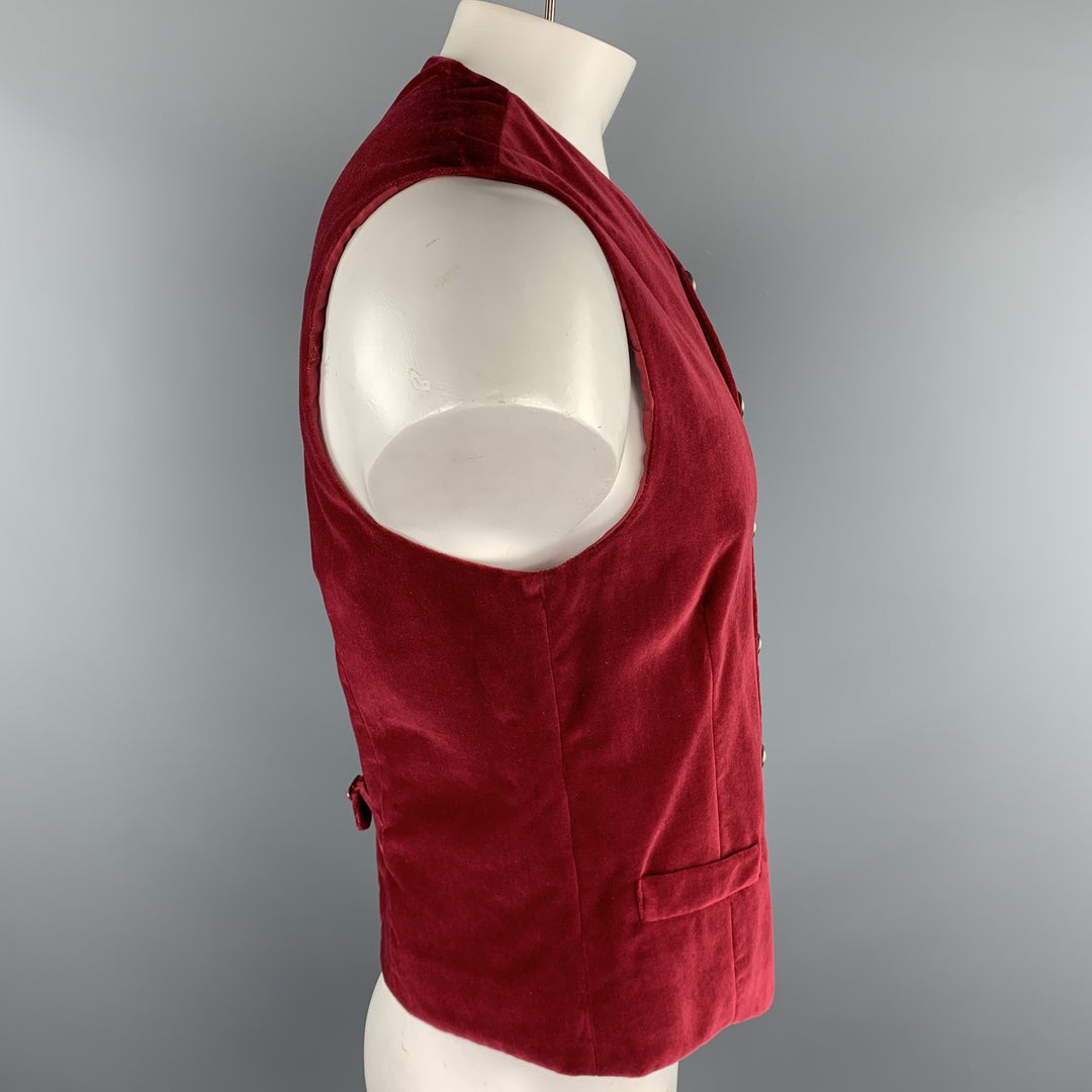 VERSUS by GIANNI VERSACE Size 42 Burgundy Cotton Velvet Vest