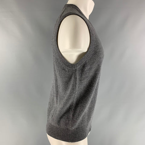 BROOKS BROTHERS Chaleco de punto de cachemira con cuello en V gris Talla S