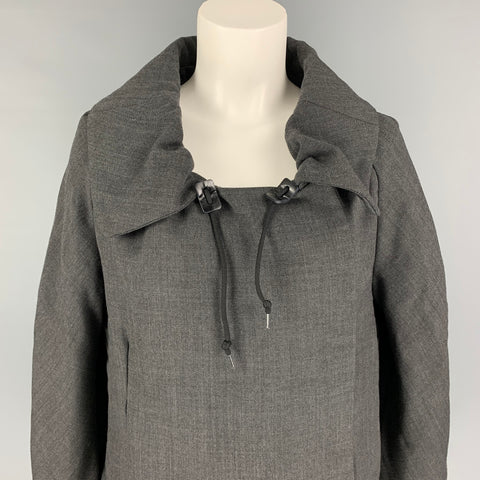 MARNI Size 6 Grey Cotton Linen Hidden Snaps Jacket