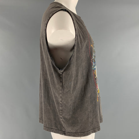 LUCKY BRAND Size XXL Black Rock Concert Cotton Sleeveless T-shirt