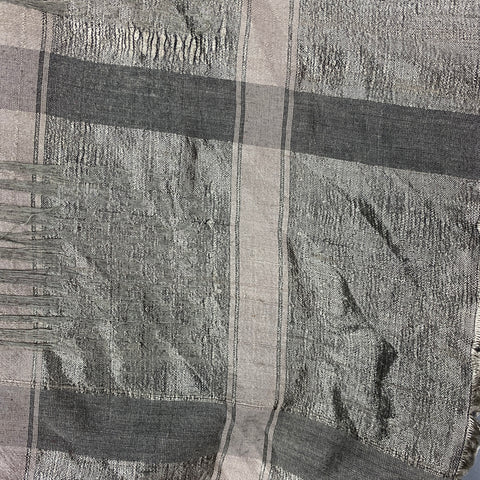 DRIES VAN NOTEN Olive & Taupe Jacquard Silk Tassels Scarf