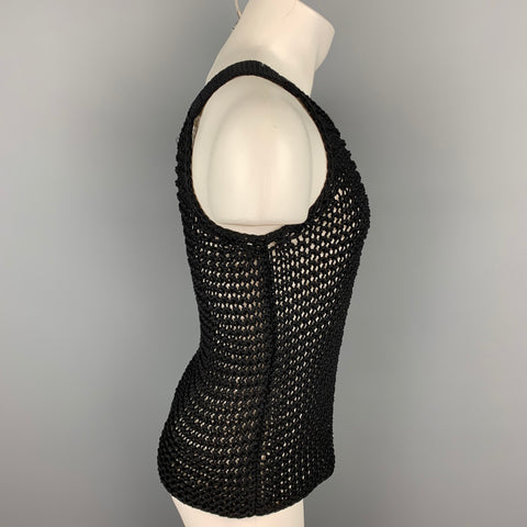 CALVIN KLEIN COLLECTION Size XS Black Knitted Cotton Fishnet Tank Top