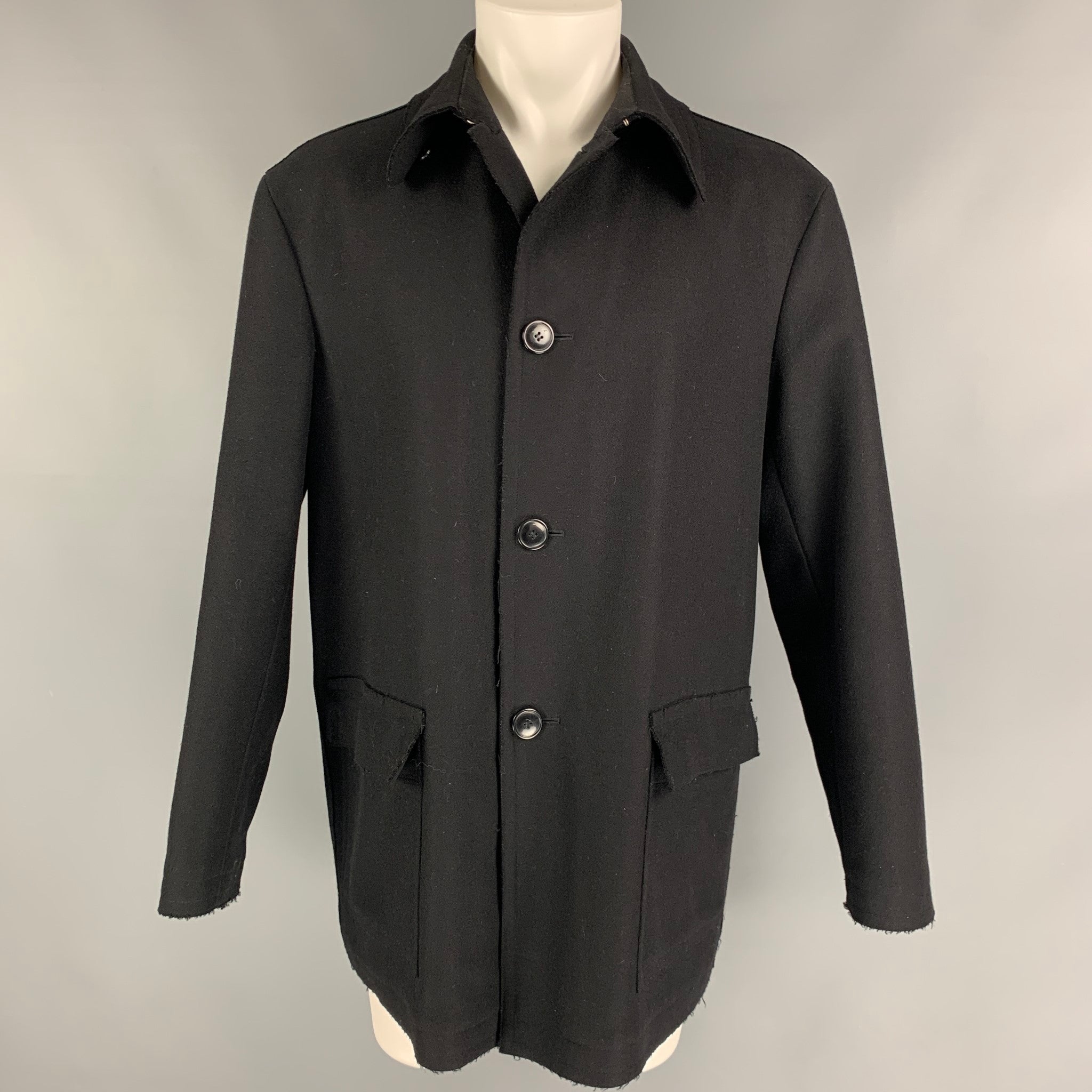 GIORGIO ARMANI Size 38 black Wool Single breasted Peacoat Sui