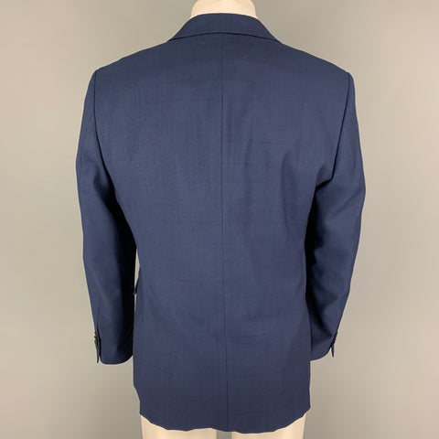 JOHN VARVATOS * U.S.A. Size 40 Short Navy Window Pane Wool Sport Coat