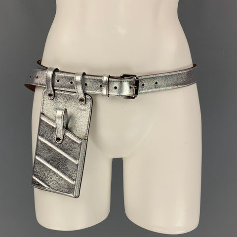 FENDI Silver Leather Metallic Multi-Accessory Belt