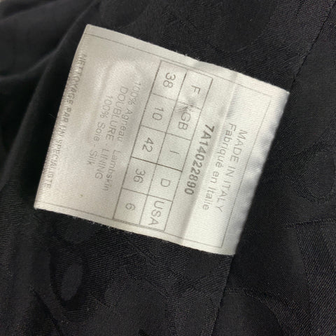 CHRISTIAN DIOR Size 6 Black Leather Belted Flare Jacket