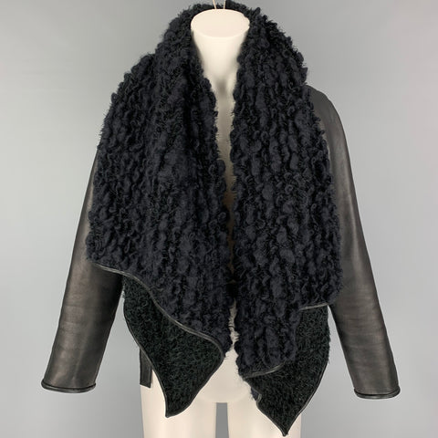 PORTS 1961 Talla 4 Chaqueta frontal abierta texturizada de mezcla de lana negra