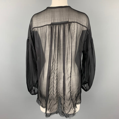 RAQUEL ALLEGRA Size 0 Black Chiffon Silk Oversized Blouse