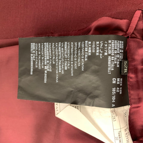 PRADA Size 42 Burgundy Mohair / Wool Peak Lapel Suit
