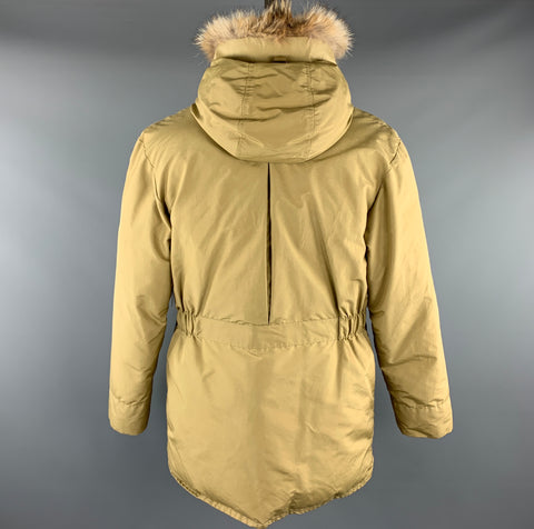 EDDIE BAUER Taille L Veste en nylon uni kaki avec fermeture éclair et boutons