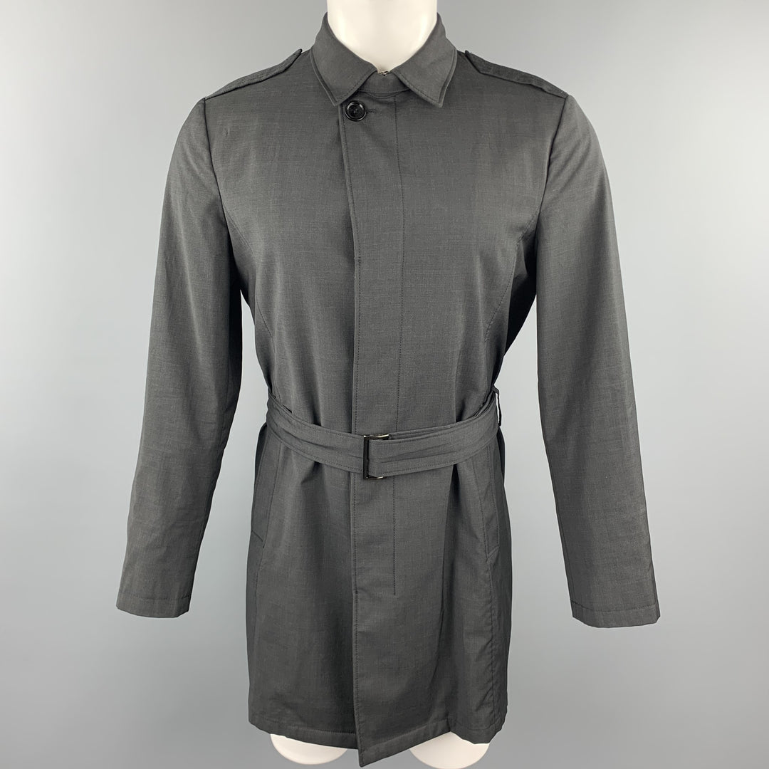 EMPORIO ARMANI Trench-coat à épaulettes en laine vierge noire XXL