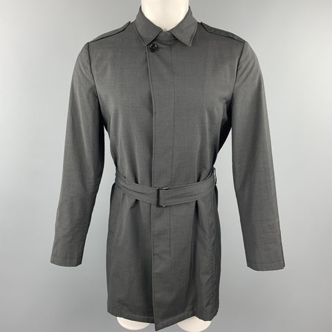 EMPORIO ARMANI XXL Black Virgin Wool Epaulettes Trenchcoat