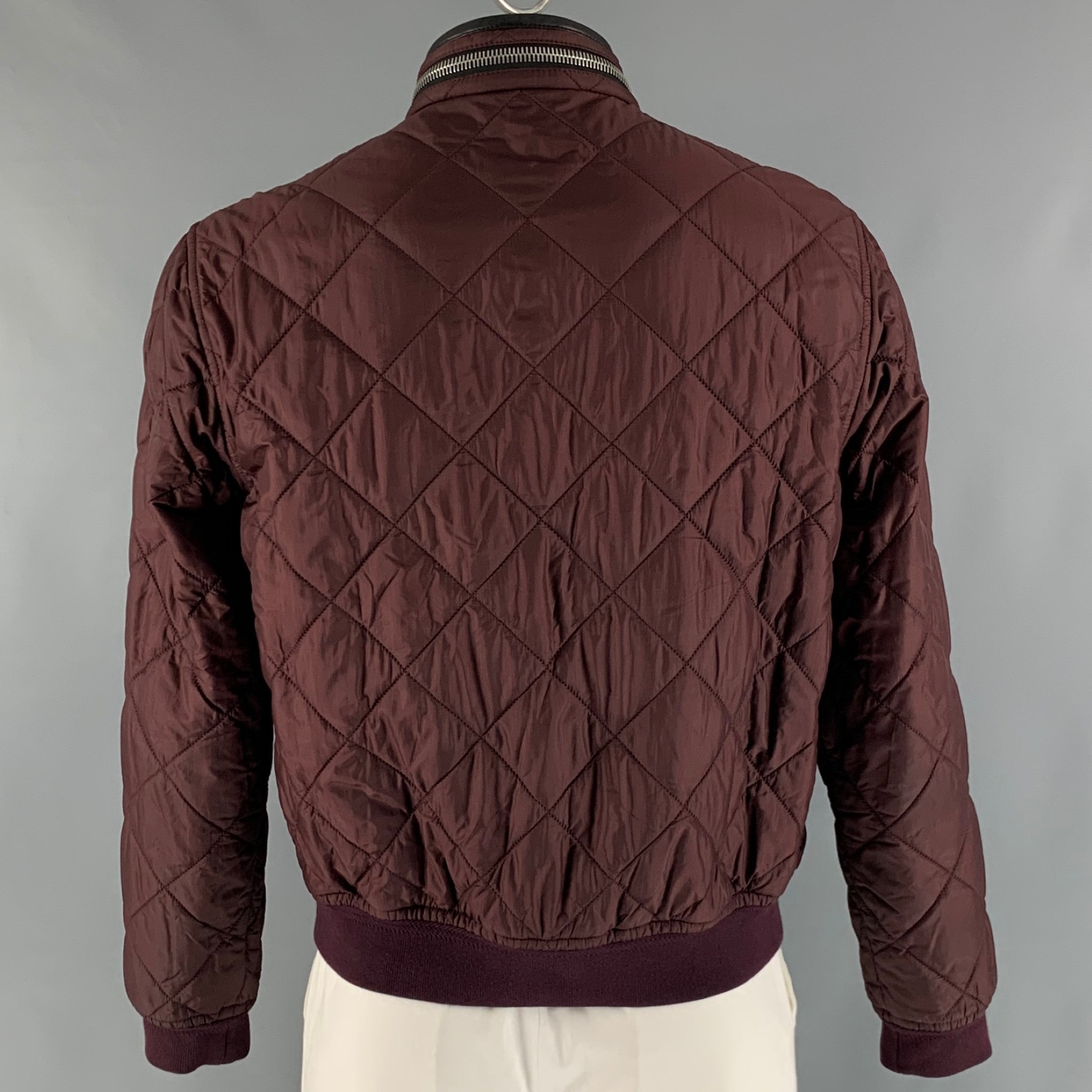 BURBERRY PRORSUM Size 44 Burgundy Quilted Nylon Jacket