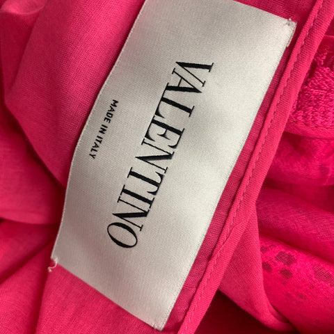 VALENTINO Pink Lace Size 8 Cotton Nylon Short Sleeve Dress