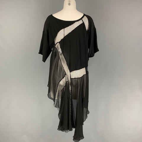 FAITH CONNEXION Taille XS Haut de robe asymétrique en tissus mélangés de soie noire