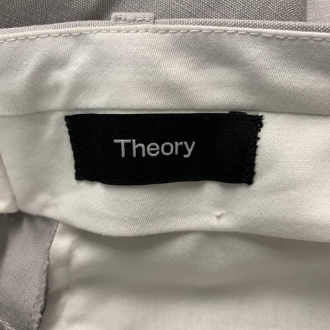 THEORY Size 30 Grey Linen Flat Front Dress Pants